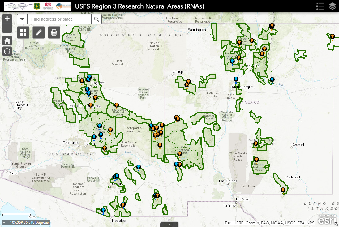 USDA Forest Service Southwestern Region Research Natural Areas (RNAs)